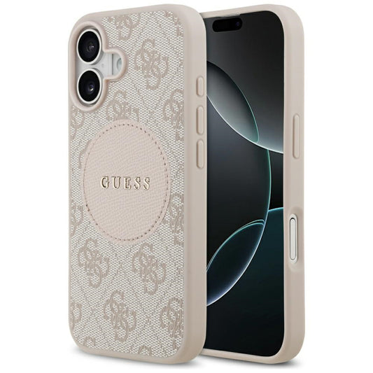 Étui MagSafe pour Apple iPhone 17, Guess, 4G Circle Classic Logo, Rose