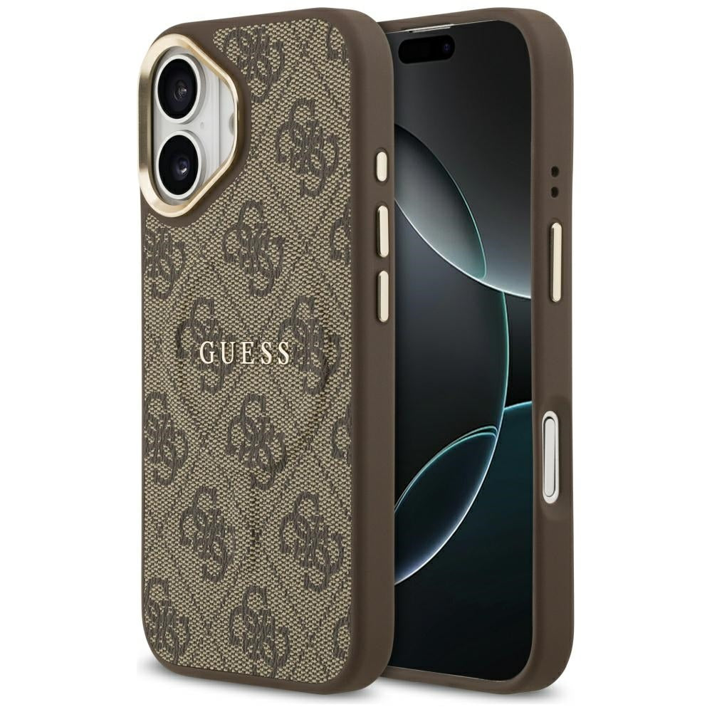 Housse MagSafe pour Apple iPhone 17, Guess, 4G Classic, Marron