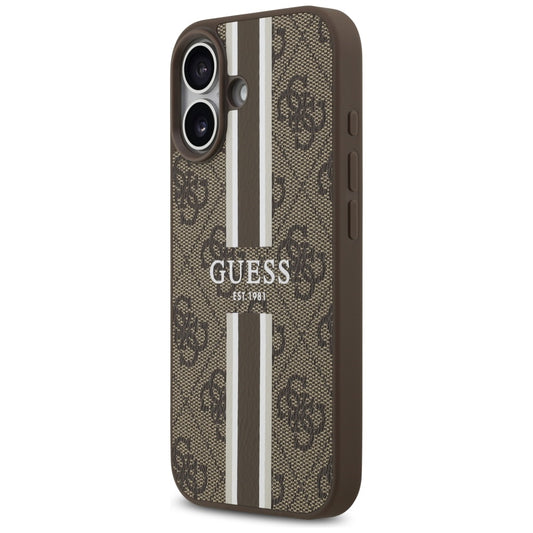 Étui MagSafe pour Apple iPhone 17, Guess, 4G Printed Stripes, Marron