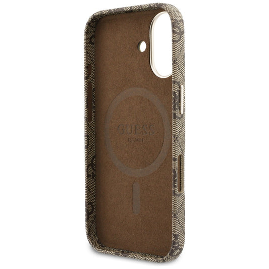 Coque MagSafe pour Apple iPhone 17, Guess, Logo Script 4G, Marron