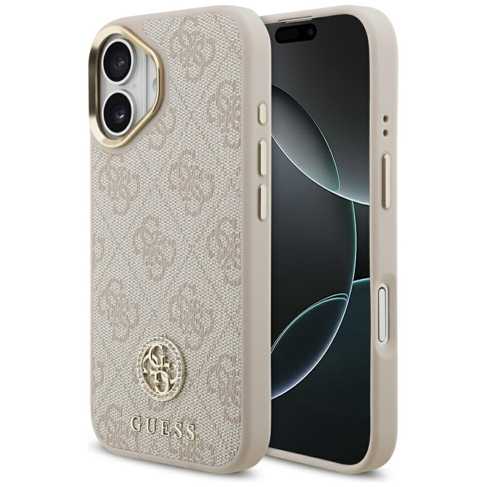 Étui MagSafe pour Apple iPhone 17, Guess, Logo Strass 4G, Rose