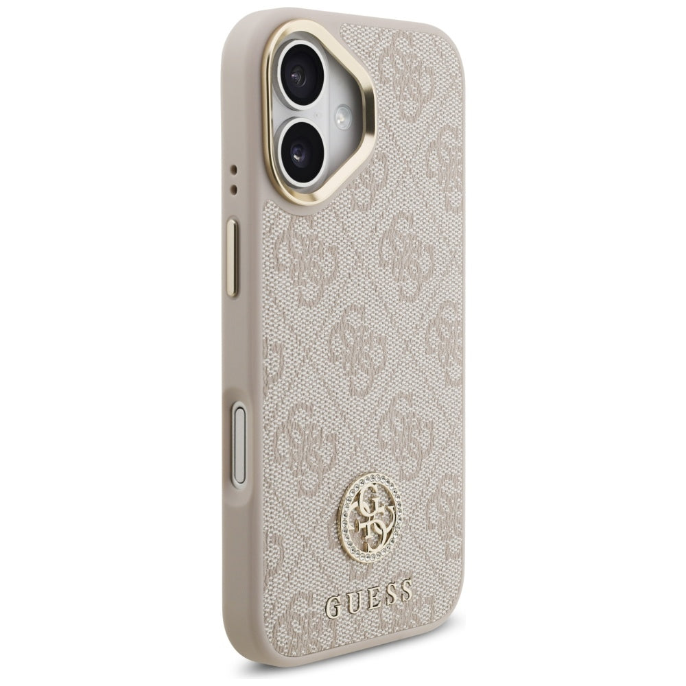 Étui MagSafe pour Apple iPhone 17, Guess, Logo Strass 4G, Rose