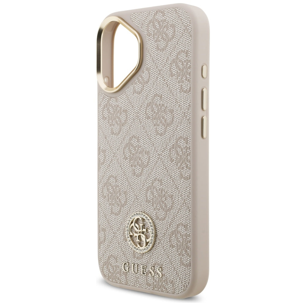 Étui MagSafe pour Apple iPhone 17, Guess, Logo Strass 4G, Rose