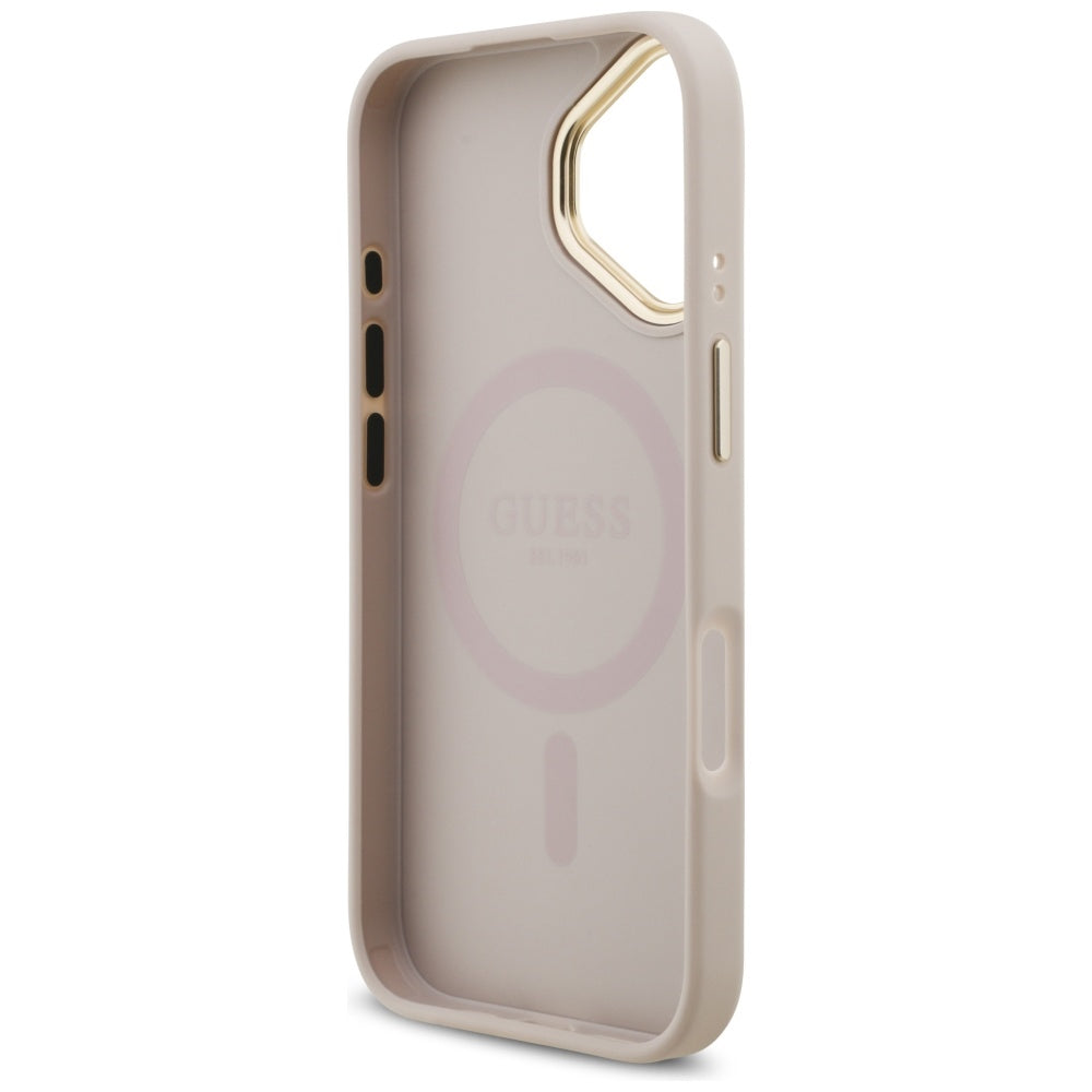 Étui MagSafe pour Apple iPhone 17, Guess, Logo Strass 4G, Rose