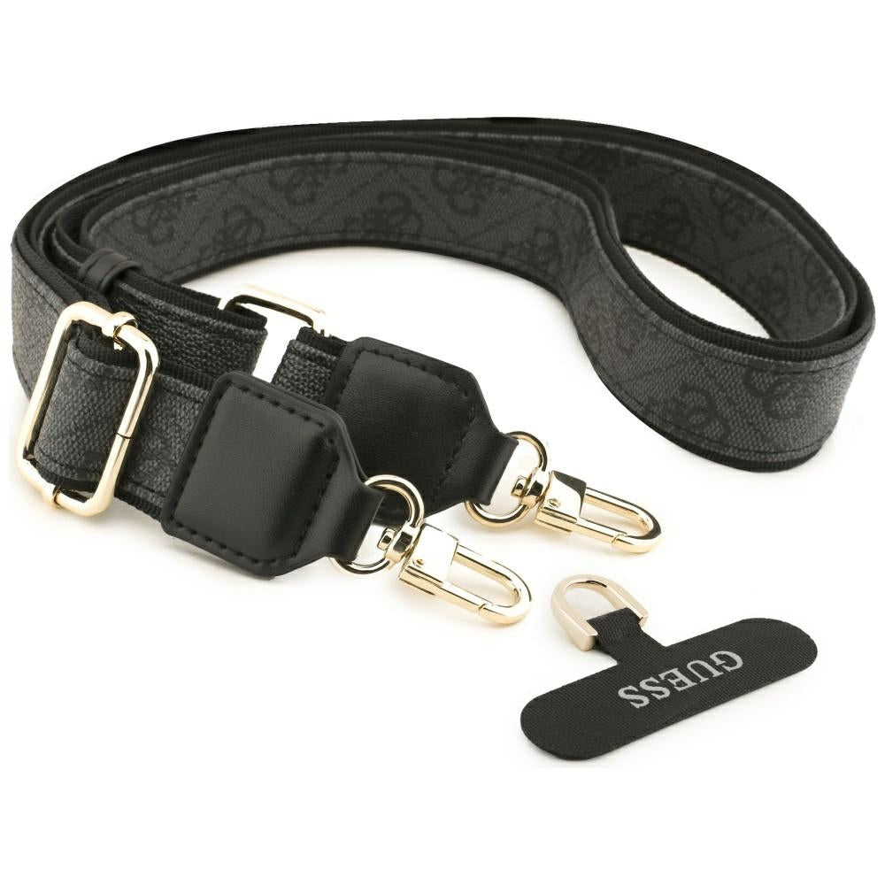 Étui MagSafe pour Apple iPhone 17, Guess, Logo Strass 4G avec Grande Bandoulière, Noir