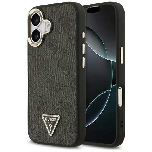 Coque MagSafe pour Apple iPhone 17, Guess, logo Triangle Diamond 4G, Noire