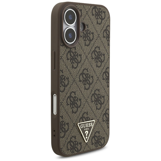 Housse MagSafe pour Apple iPhone 17, Guess, 4G Triangle Logo Cord Strap, Marron
