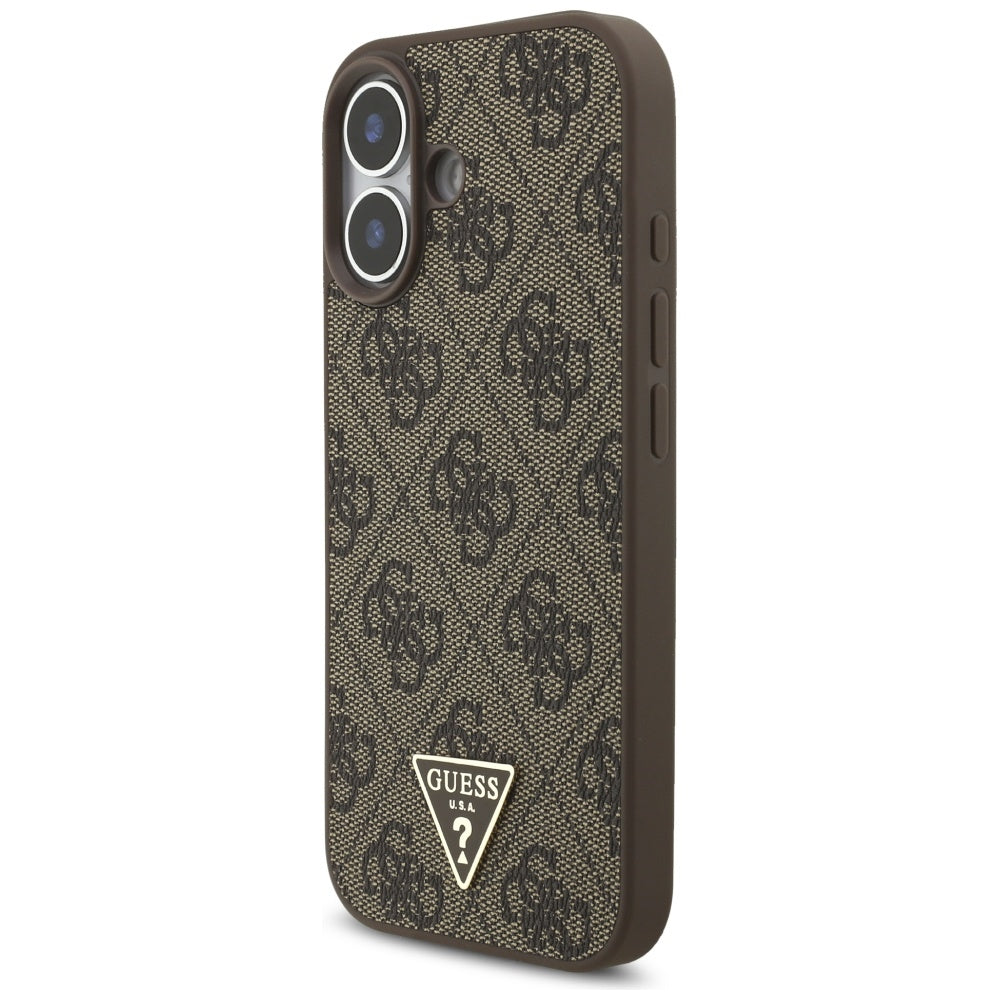 Housse MagSafe pour Apple iPhone 17, Guess, 4G Triangle Logo Cord Strap, Marron