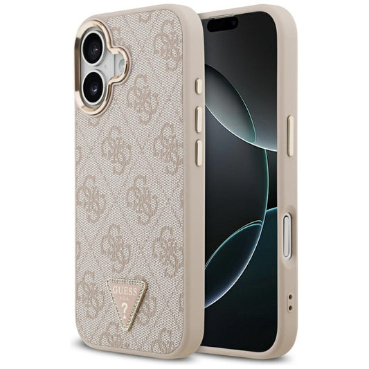 Coque MagSafe pour Apple iPhone 17, Guess, logo Triangle 4G, Rose Doré