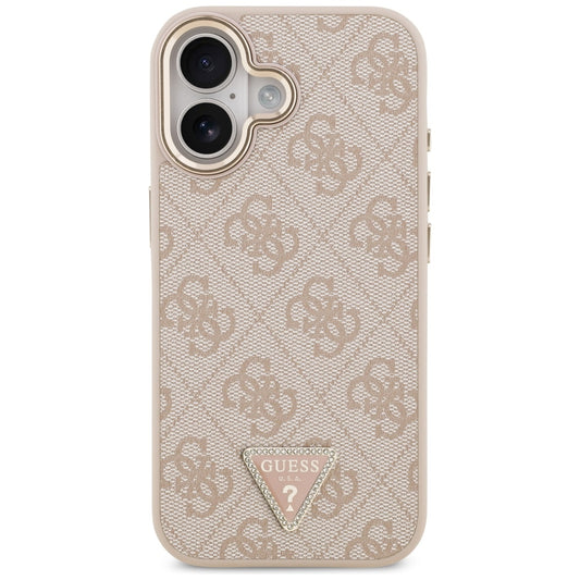 Coque MagSafe pour Apple iPhone 17, Guess, logo Triangle 4G, Rose Doré