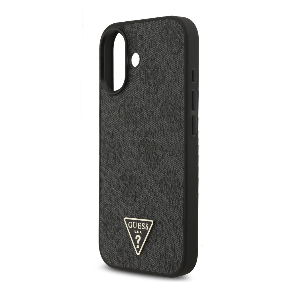 Housse MagSafe pour Apple iPhone 17, Guess, logo Triangle 4G avec lanière, Noire