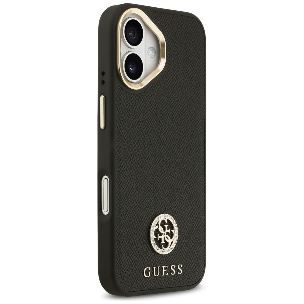 Étui MagSafe pour Apple iPhone 17, Guess, Logo Strass Grainé, Noir