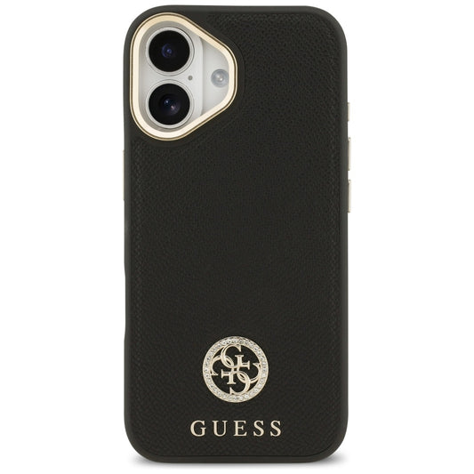 Étui MagSafe pour Apple iPhone 17, Guess, Logo Strass Grainé, Noir