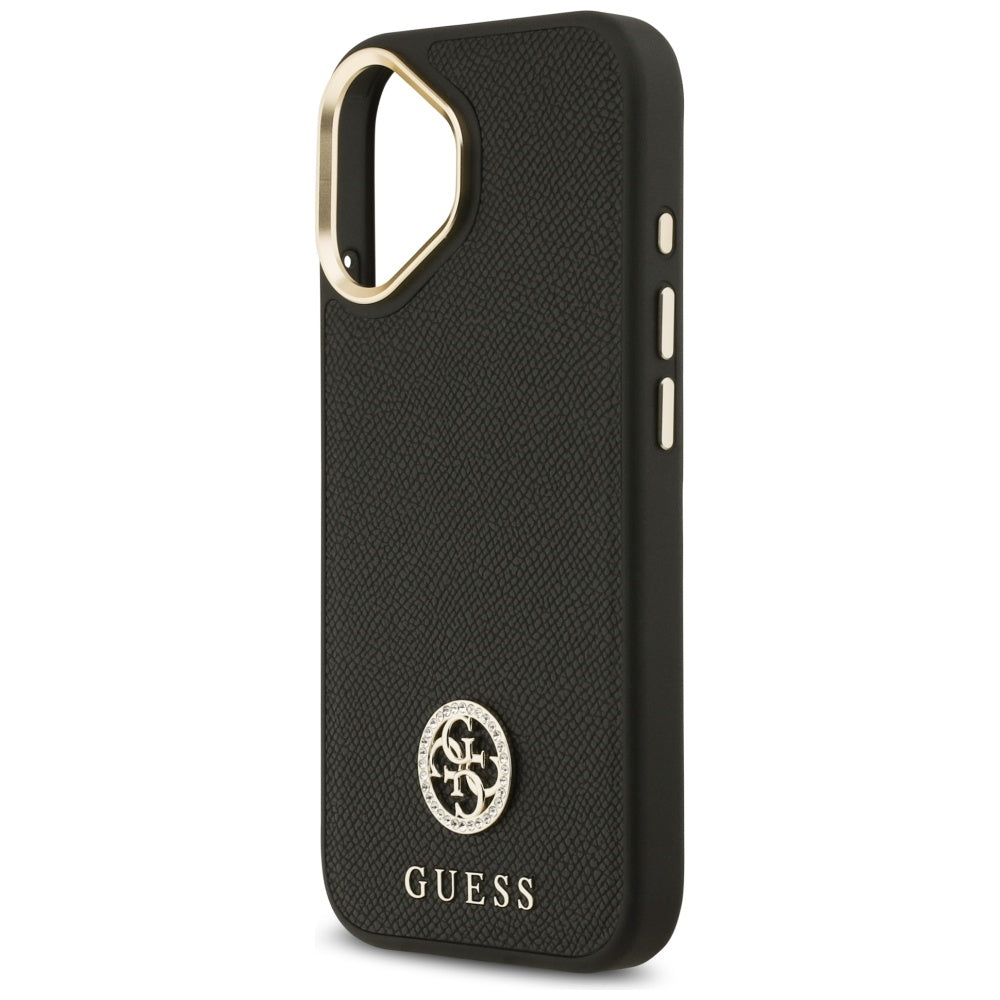 Étui MagSafe pour Apple iPhone 17, Guess, Logo Strass Grainé, Noir