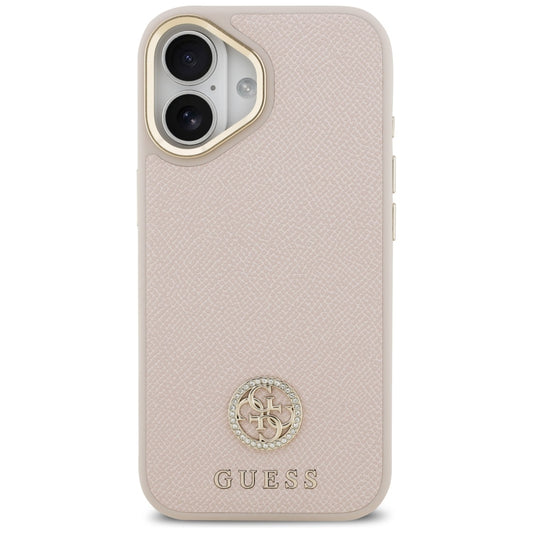 Étui MagSafe pour Apple iPhone 17, Guess, Logo Strass Grainé, Rose