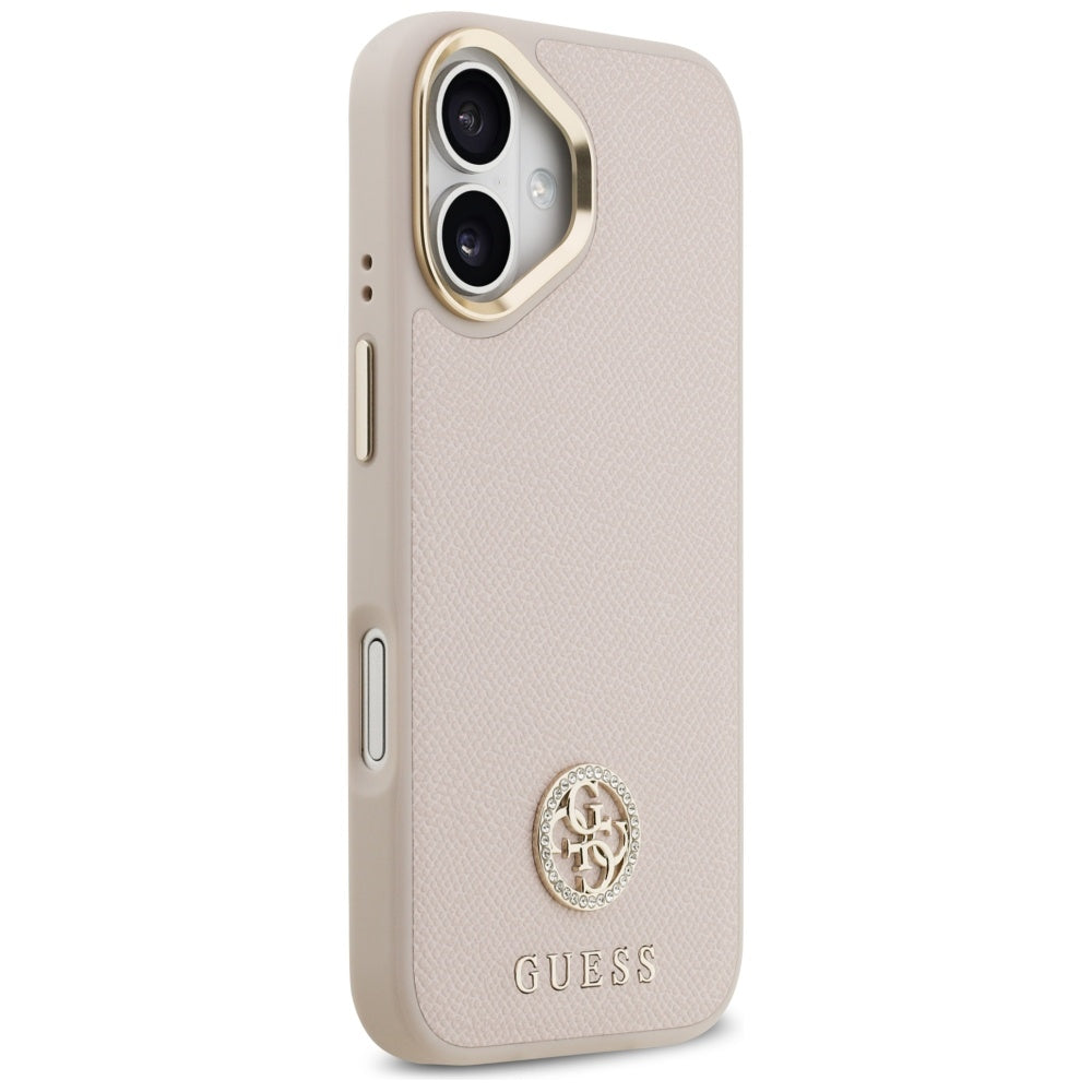 Étui MagSafe pour Apple iPhone 17, Guess, Logo Strass Grainé, Rose