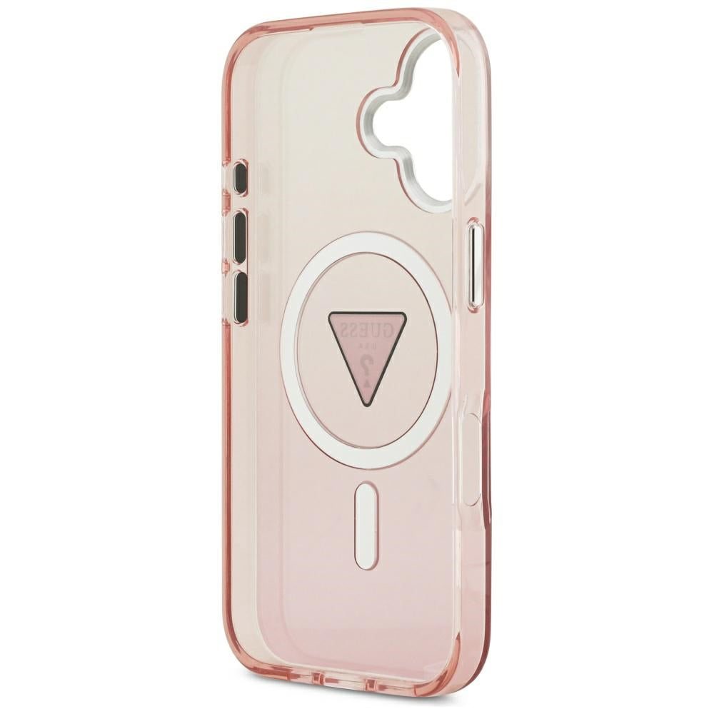 Étui MagSafe pour Apple iPhone 17, Guess, logo triangle dégradé IML, Rose