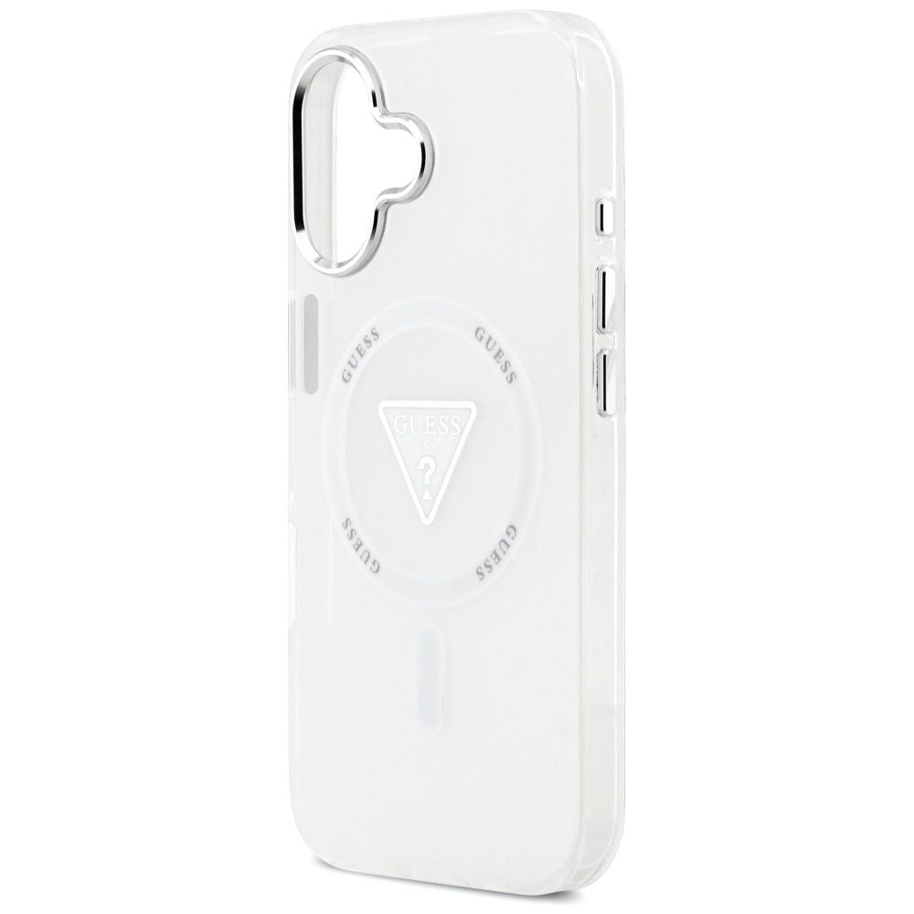 Coque MagSafe pour Apple iPhone 17, Guess, Logo Triangle Dégradé IML, Transparente