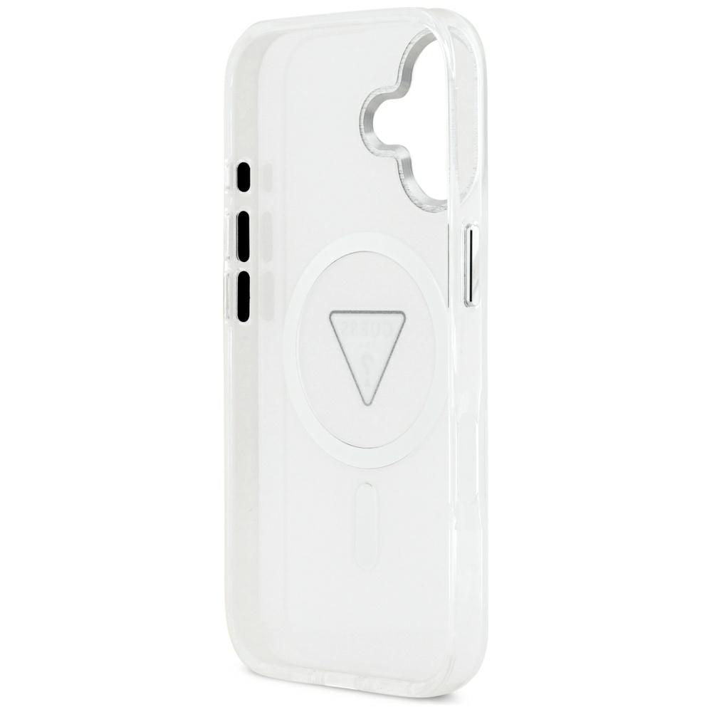 Coque MagSafe pour Apple iPhone 17, Guess, Logo Triangle Dégradé IML, Transparente