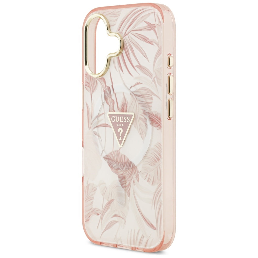 Étui MagSafe pour Apple iPhone 17, Guess, Jungle Tonal Triangle, Rose