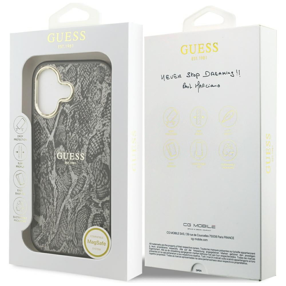 Étui MagSafe pour Apple iPhone 17, Guess, Motif Python, Noir