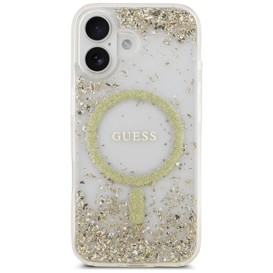 Étui MagSafe pour Apple iPhone 17, Guess, Resin Bottom Glitter, Doré