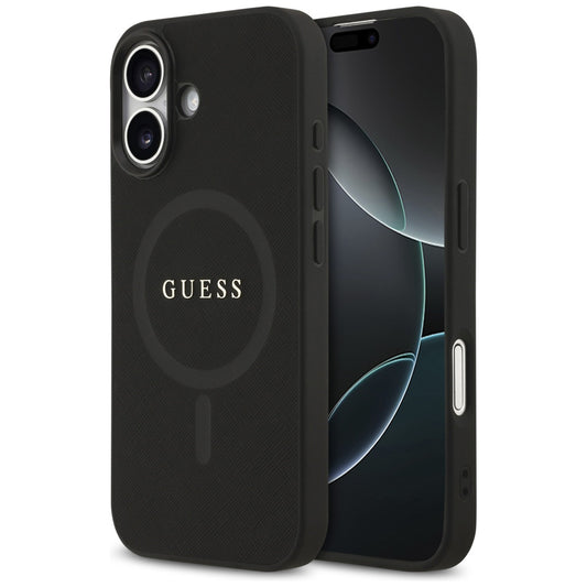 Housse MagSafe pour Apple iPhone 17, Guess, Saffiano Classic Logo, Noire