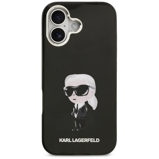 Coque MagSafe pour Apple iPhone 17, Karl Lagerfeld, IML Aquarelle Karl Ikonik, Noire