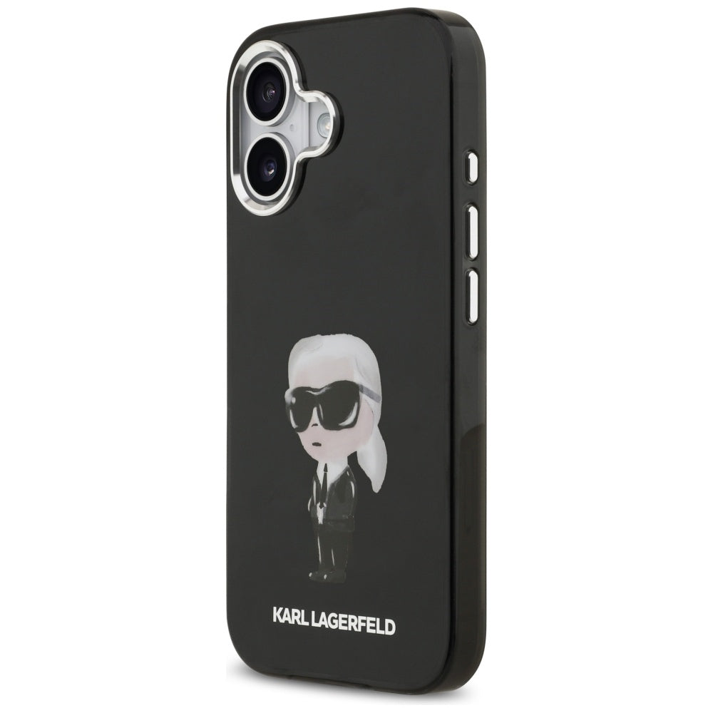 Coque MagSafe pour Apple iPhone 17, Karl Lagerfeld, IML Aquarelle Karl Ikonik, Noire