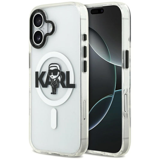 Coque MagSafe pour Apple iPhone 17, Karl Lagerfeld, IML Sketch Logo Karl, Transparente