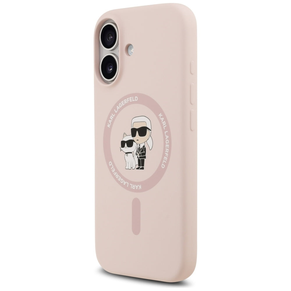 Étui MagSafe pour Apple iPhone 17, Karl Lagerfeld, Ring Karl & Choupette, Rose
