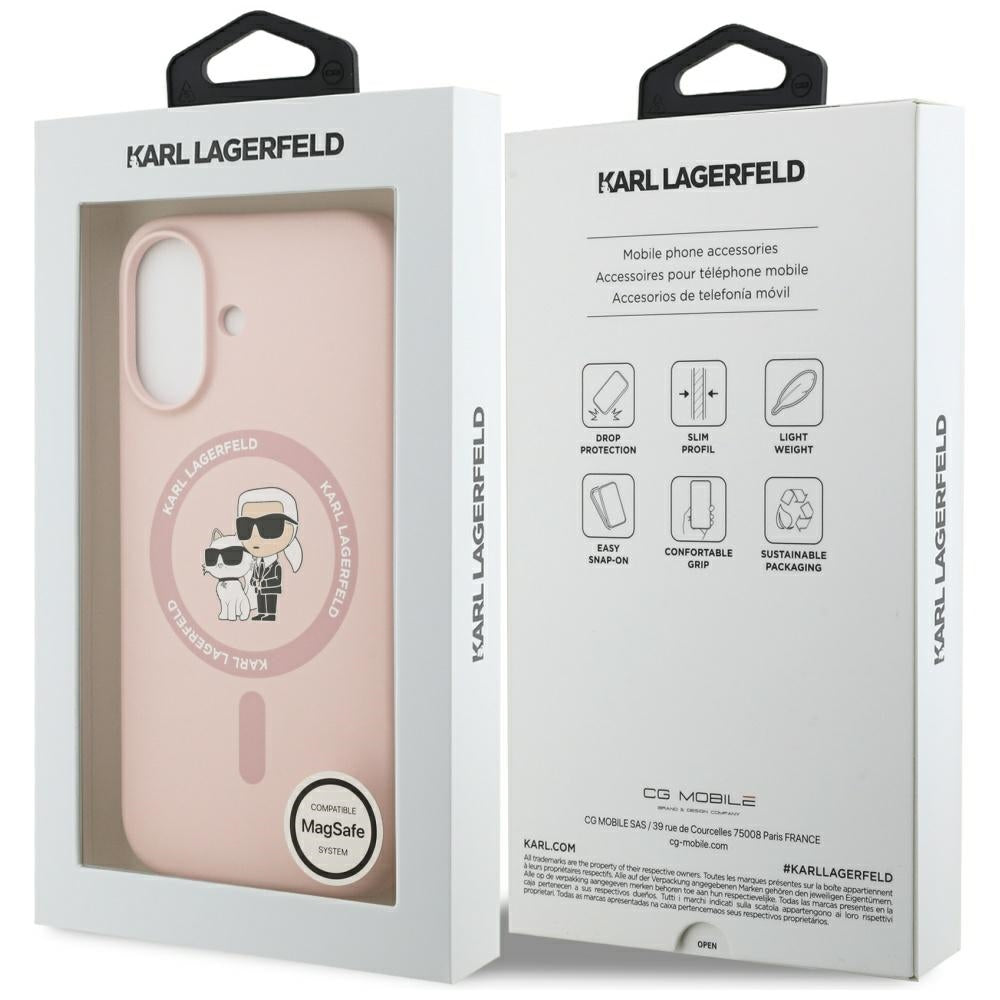 Étui MagSafe pour Apple iPhone 17, Karl Lagerfeld, Ring Karl & Choupette, Rose