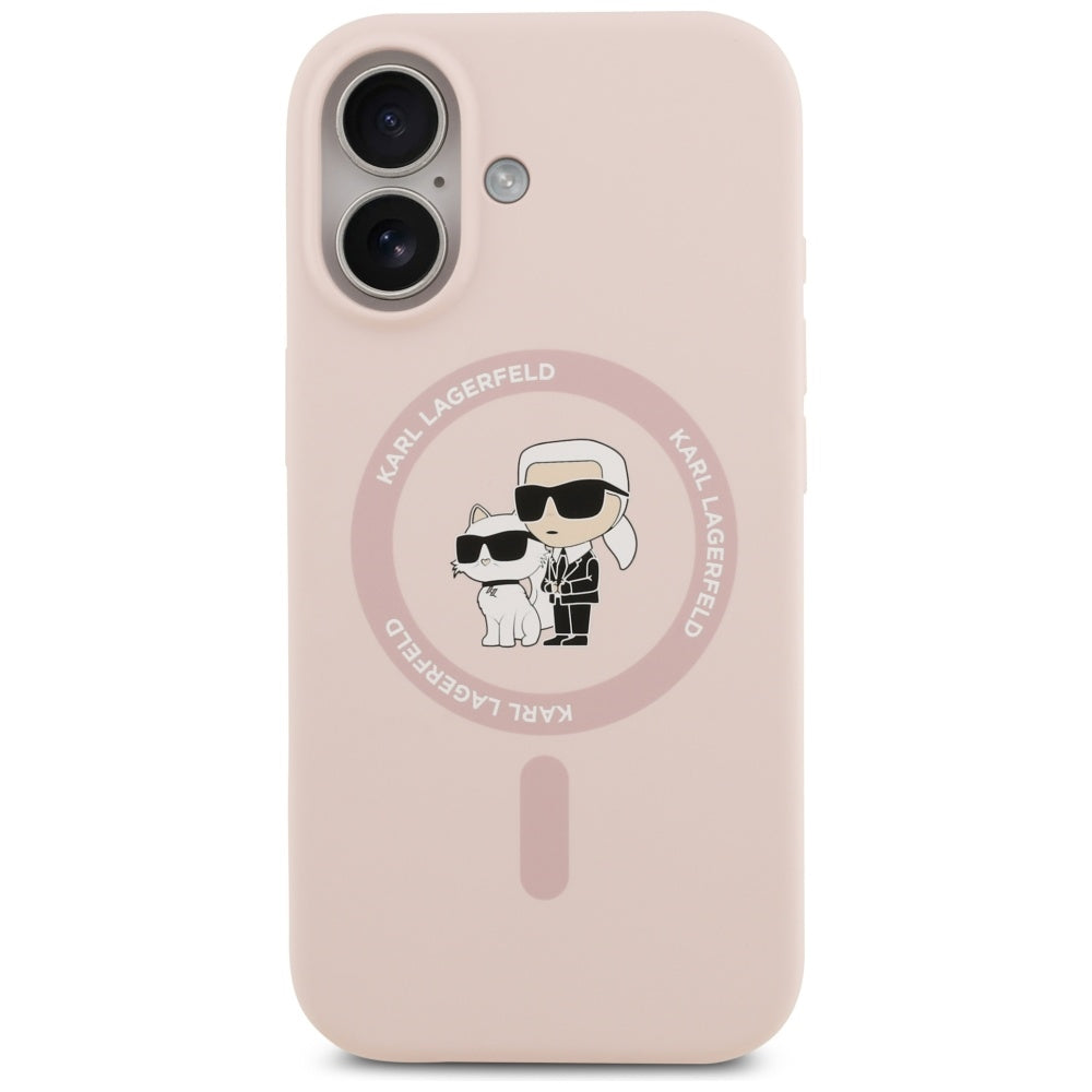 Étui MagSafe pour Apple iPhone 17, Karl Lagerfeld, Ring Karl & Choupette, Rose