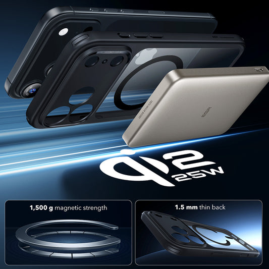 Coque MagSafe pour Apple iPhone 17 Pro, ESR, Classic Hybrid, Noire Transparente