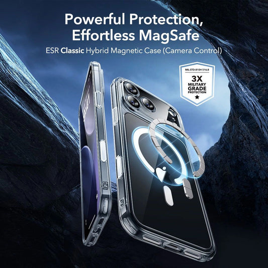 Coque MagSafe pour Apple iPhone 17 Pro, ESR, Classic Hybrid avec Protecteur d'Écran, Transparente