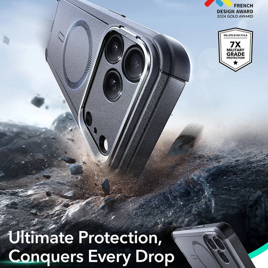 Étui MagSafe pour Apple iPhone 17 Pro, ESR, Cyber Armor Kickstand, Gris