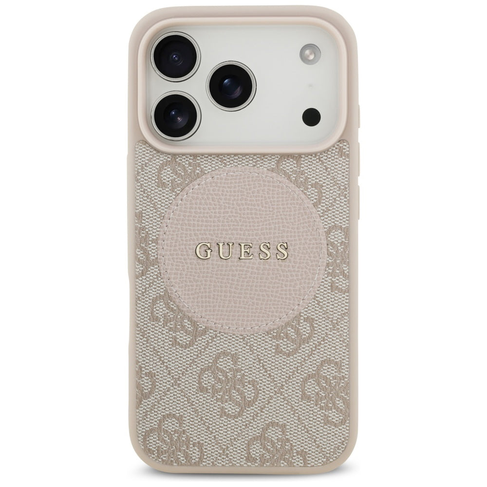 Étui MagSafe pour Apple iPhone 17 Pro, Guess, Logo Classique Cercle 4G, Rose
