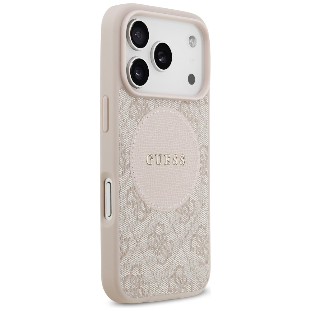 Étui MagSafe pour Apple iPhone 17 Pro, Guess, Logo Classique Cercle 4G, Rose