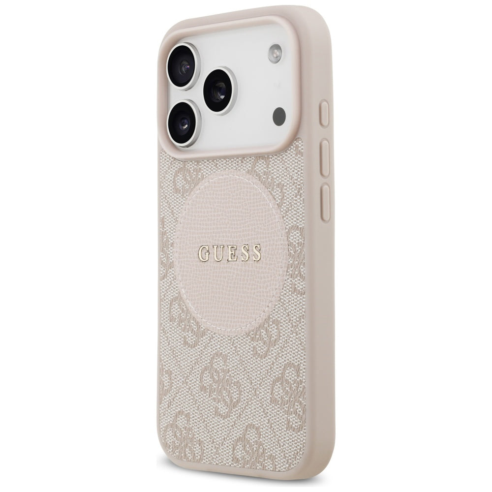 Étui MagSafe pour Apple iPhone 17 Pro, Guess, Logo Classique Cercle 4G, Rose