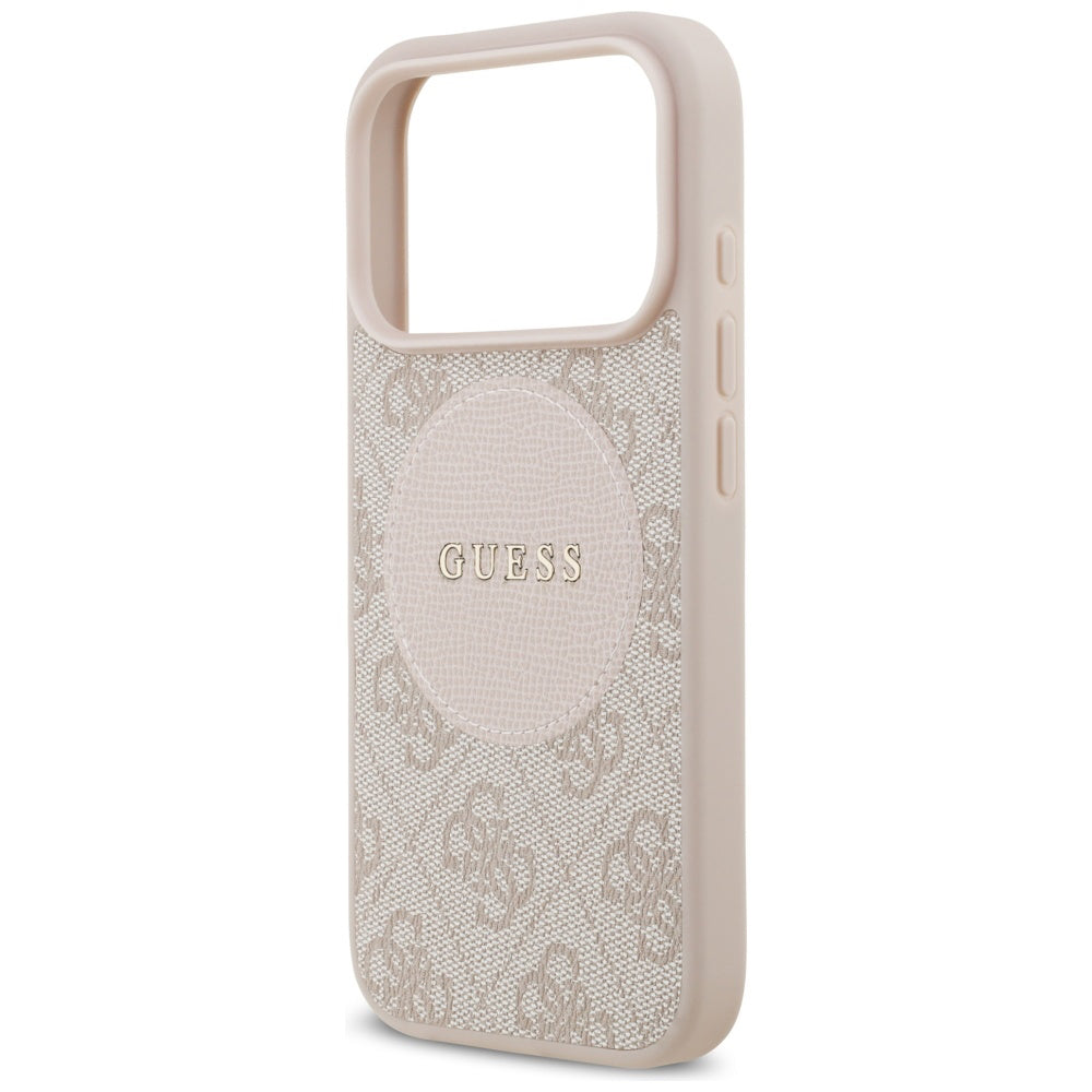 Étui MagSafe pour Apple iPhone 17 Pro, Guess, Logo Classique Cercle 4G, Rose