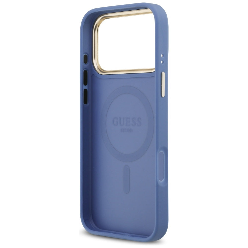 Housse MagSafe pour Apple iPhone 17 Pro, Guess, 4G Classic, Bleue