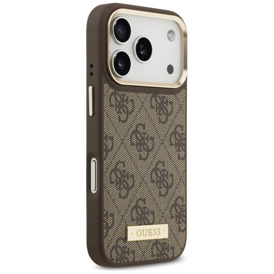 MagSafe Case for Apple iPhone 17 Pro, Guess, 4G Logo Plate, Brown