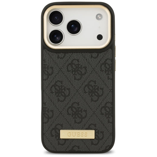 MagSafe Case for Apple iPhone 17 Pro, Guess, 4G Logo Plate, Black