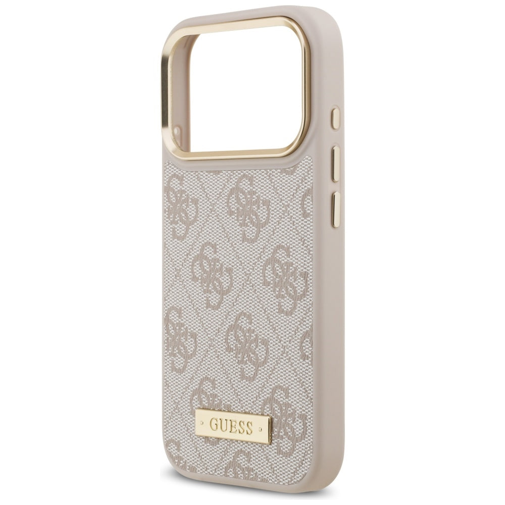 Coque MagSafe pour Apple iPhone 17 Pro, Guess, Plaque Logo 4G, Rose
