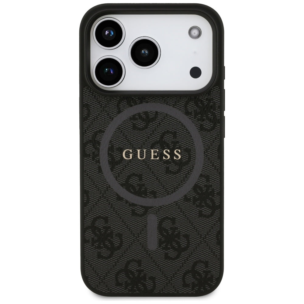 MagSafe Case for Apple iPhone 17 Pro, Guess, 4G Ring Classic Logo, Black