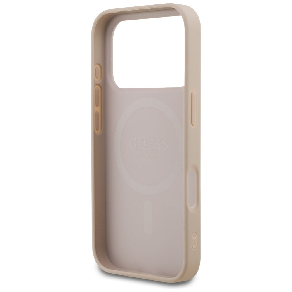 Étui MagSafe pour Apple iPhone 17 Pro, Guess, 4G Petit et Logo Classique, Rose