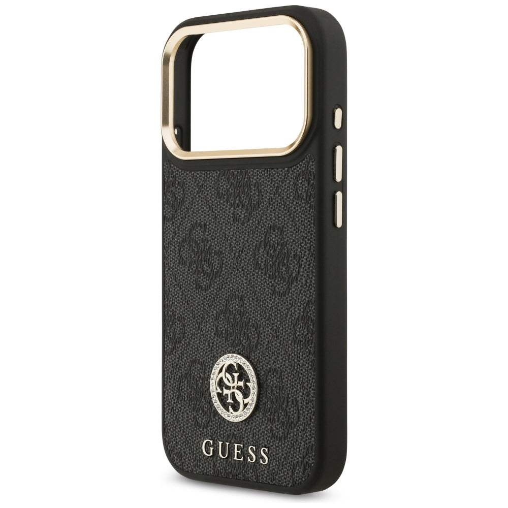Étui MagSafe pour Apple iPhone 17 Pro, Guess, Logo Strass 4G, Noir