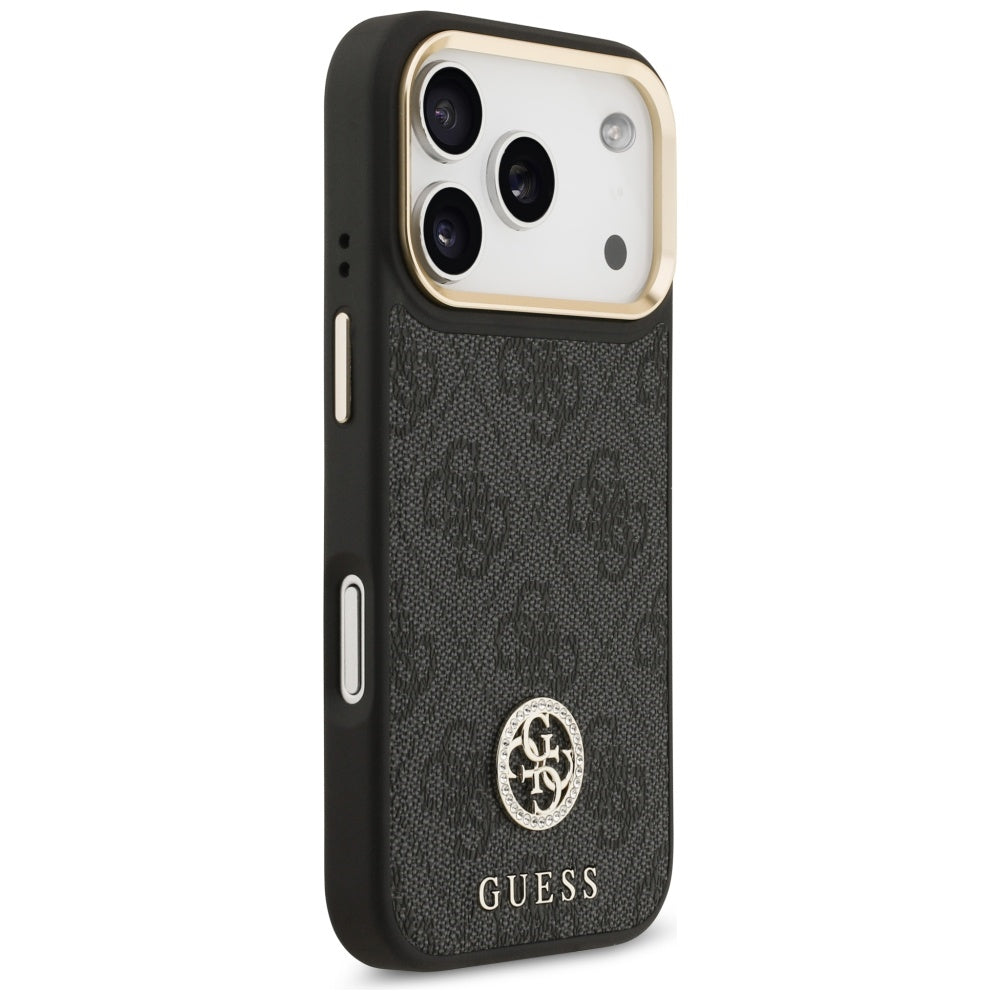 Étui MagSafe pour Apple iPhone 17 Pro, Guess, Logo Strass 4G, Noir