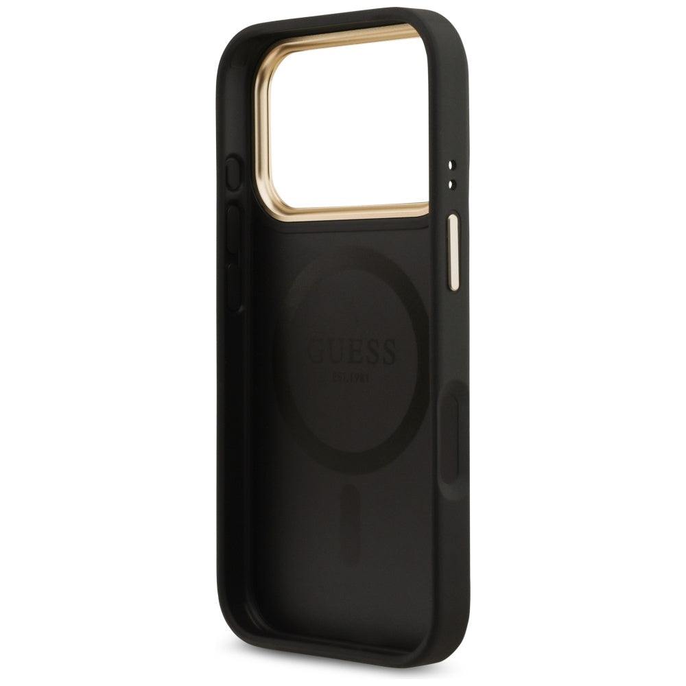 Étui MagSafe pour Apple iPhone 17 Pro, Guess, Logo Strass 4G, Noir