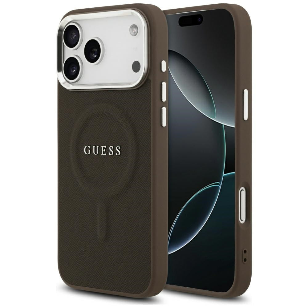 Étui MagSafe pour Apple iPhone 17 Pro, Guess, Classic Logo, Marron